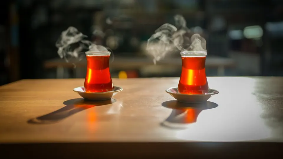 Hot Turkish tea served at Bernas Bakery and Cafe in Issaquah Washington